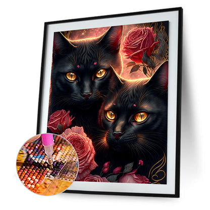 Exquisite Black Cat - Full Round Drill Diamond Painting 30*40CM