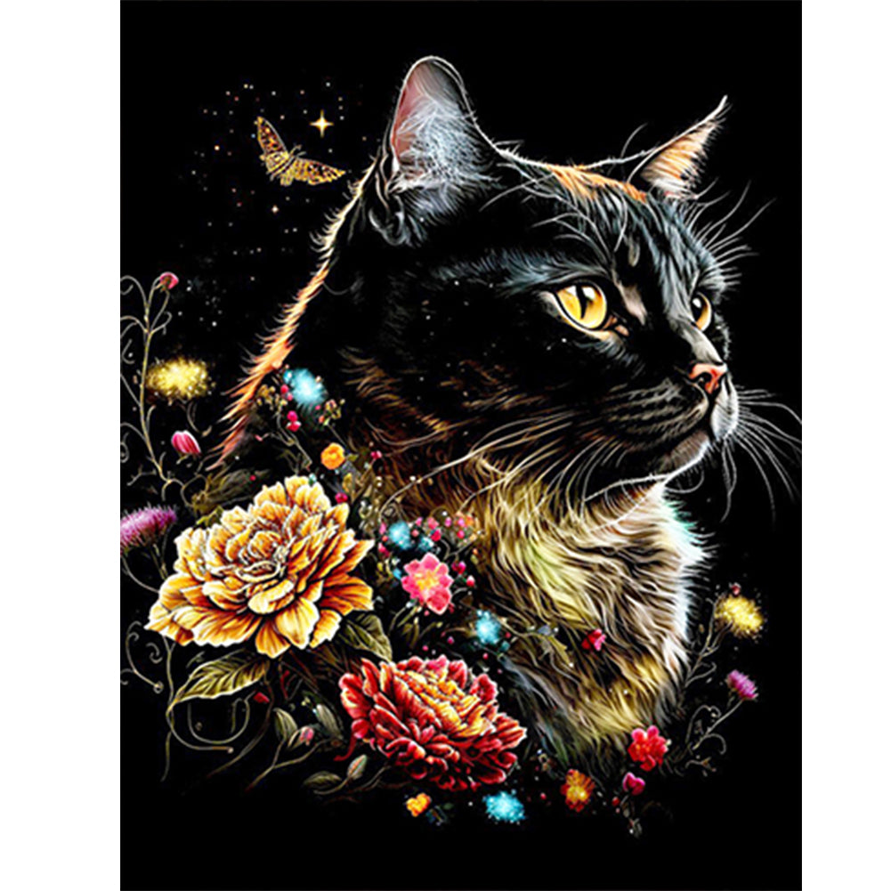 Exquisite Black Cat - Full Round Drill Diamond Painting 30*40CM