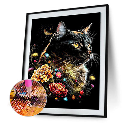 Exquisite Black Cat - Full Round Drill Diamond Painting 30*40CM