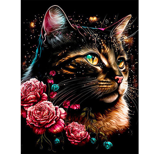 Exquisite Black Cat - Full Round Drill Diamond Painting 30*40CM