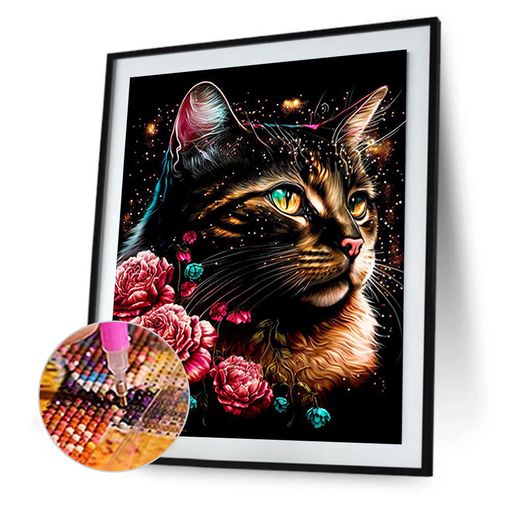 Exquisite Black Cat - Full Round Drill Diamond Painting 30*40CM