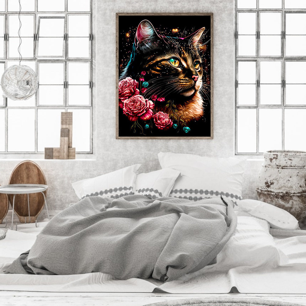 Exquisite Black Cat - Full Round Drill Diamond Painting 30*40CM