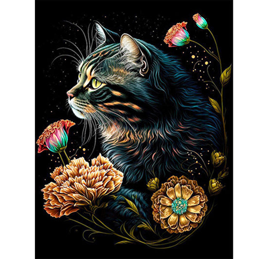 Exquisite Black Cat - Full Round Drill Diamond Painting 30*40CM