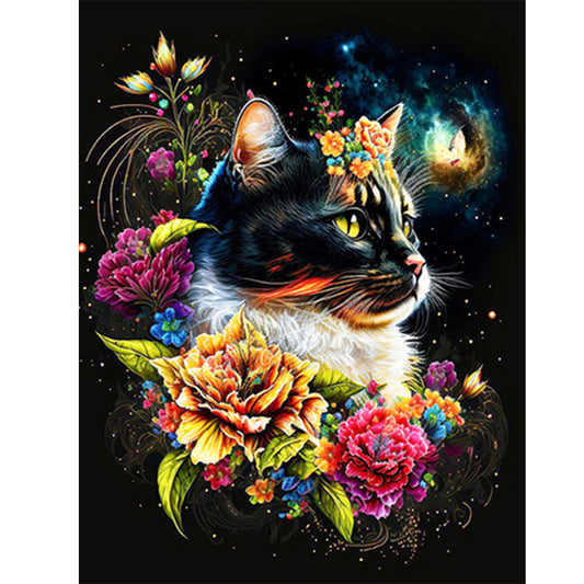 Exquisite Black Cat - Full Round Drill Diamond Painting 30*40CM