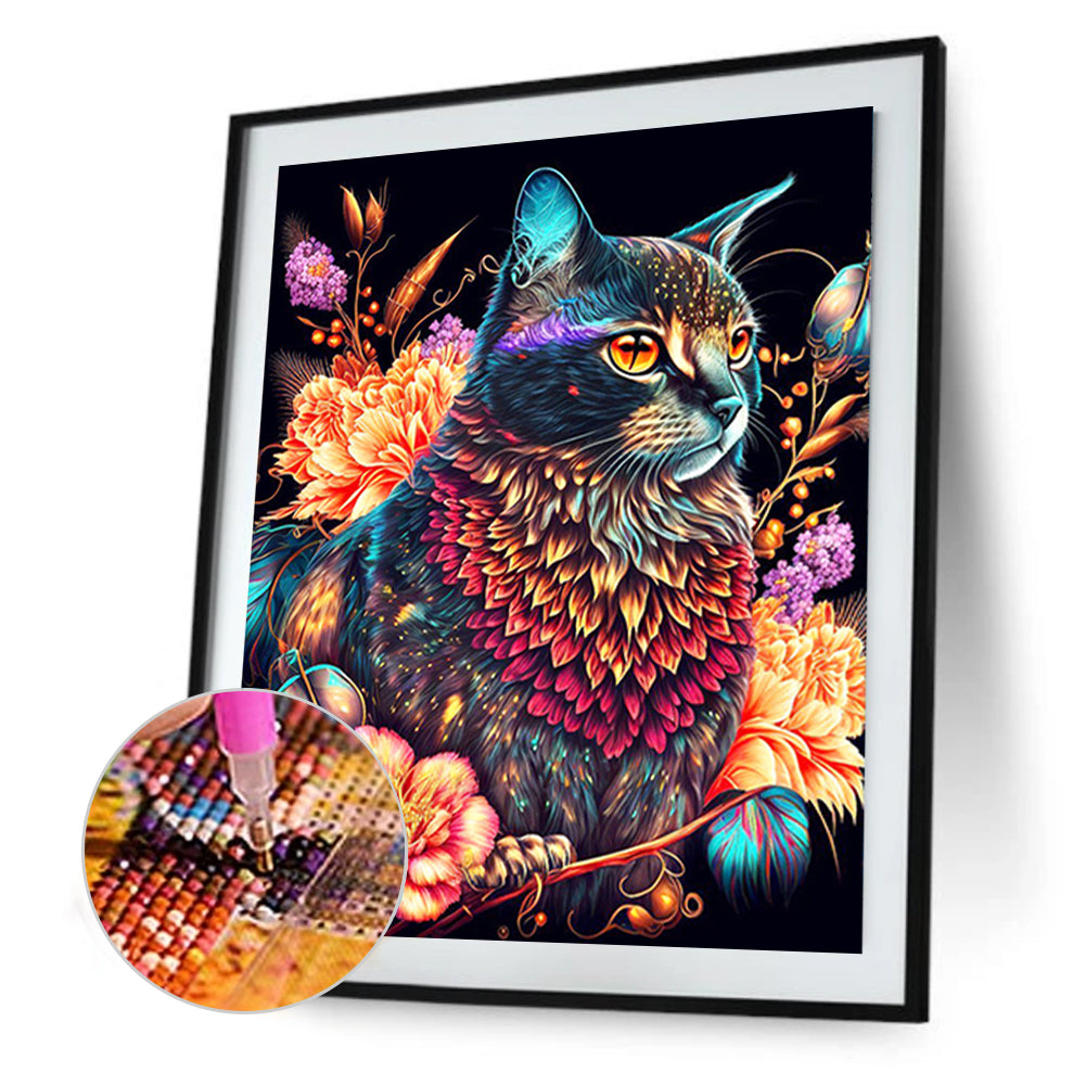 Exquisite Black Cat - Full Round Drill Diamond Painting 30*40CM