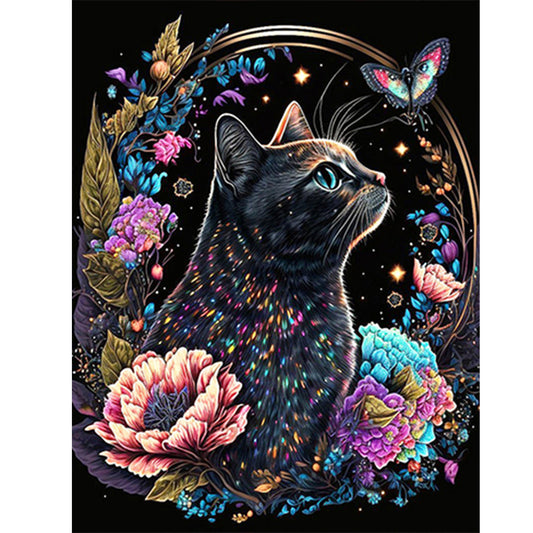 Exquisite Black Cat - Full Round Drill Diamond Painting 30*40CM