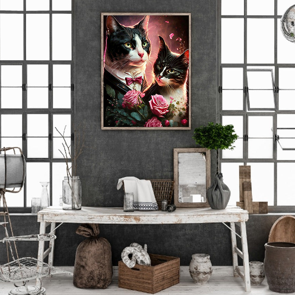 Exquisite Black Cat - Full Round Drill Diamond Painting 30*40CM