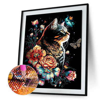 Exquisite Black Cat - Full Round Drill Diamond Painting 30*40CM