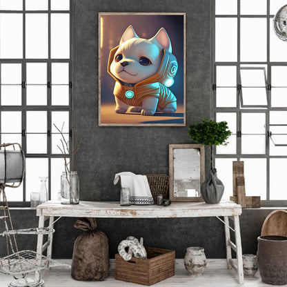 Monkey Puppy Wearing Headphones - Full Round Drill Diamond Painting 30*40CM