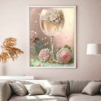 Flower Crystal Cup - Full Round Drill Diamond Painting 30*40CM