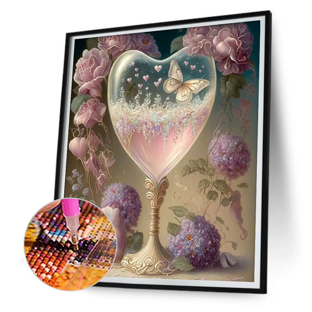 Flower Crystal Cup - Full Round Drill Diamond Painting 30*40CM