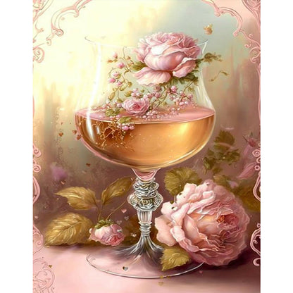 Flower Crystal Cup - Full Round Drill Diamond Painting 30*40CM