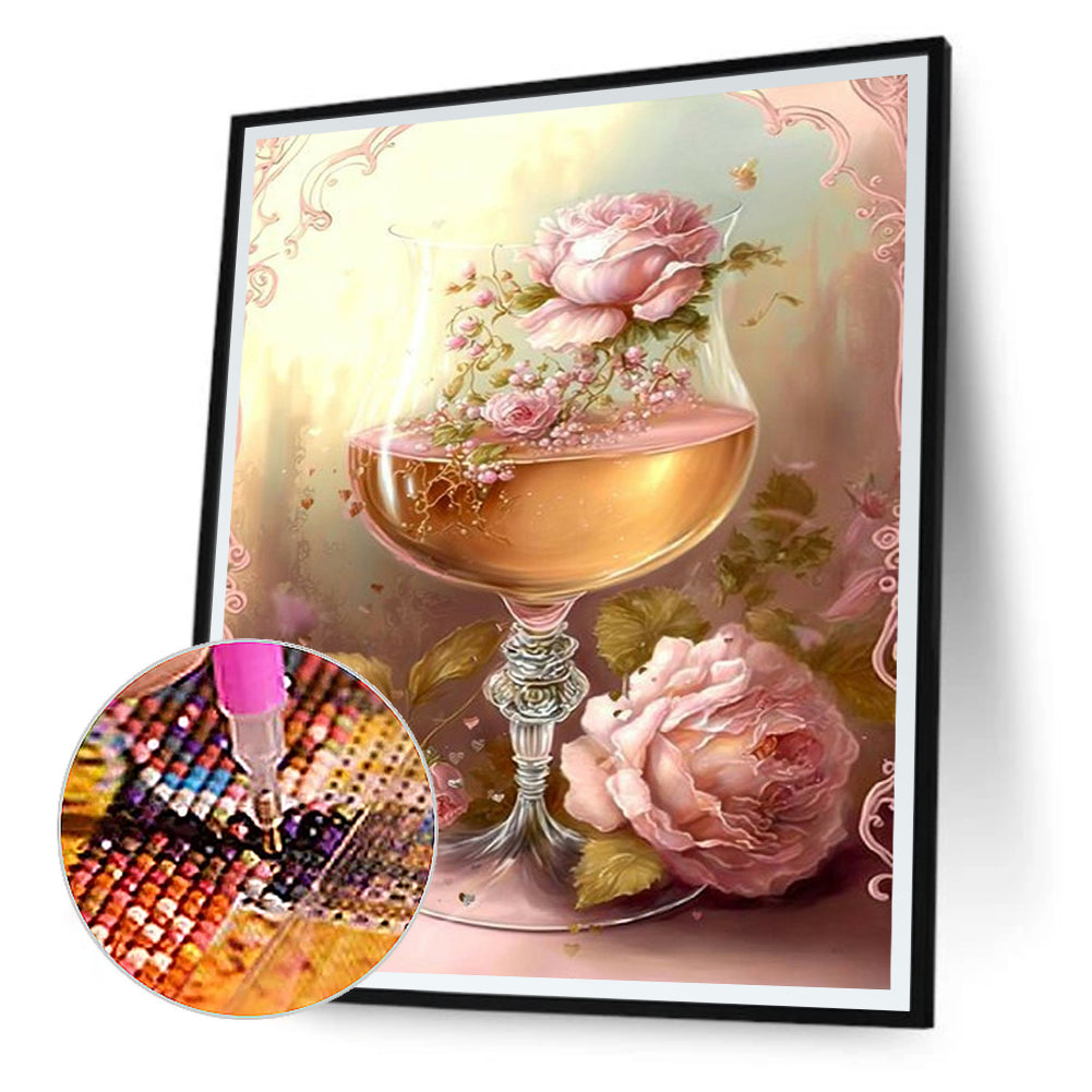 Flower Crystal Cup - Full Round Drill Diamond Painting 30*40CM