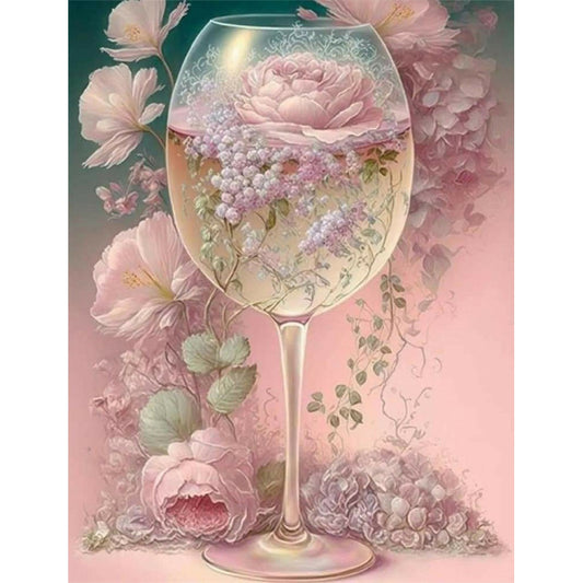 Flower Crystal Cup - Full Round Drill Diamond Painting 30*40CM