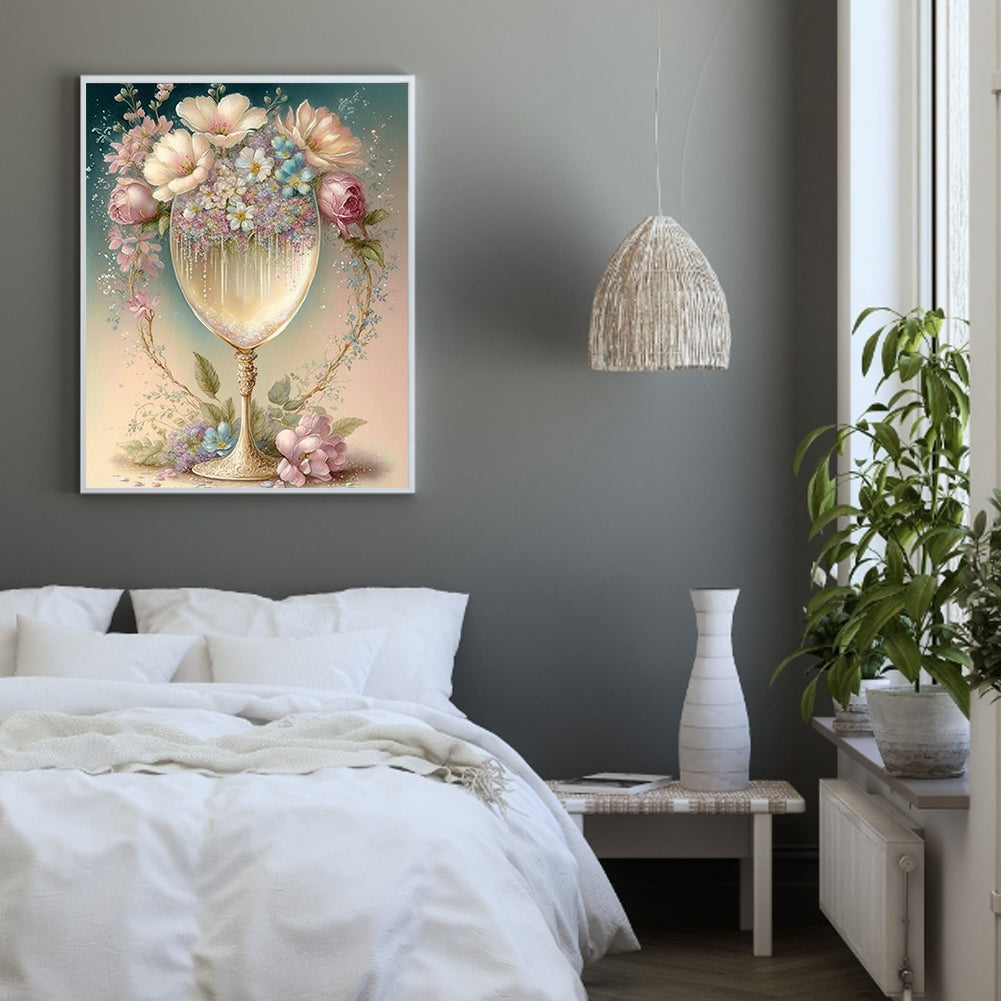 Flower Crystal Cup - Full Round Drill Diamond Painting 30*40CM