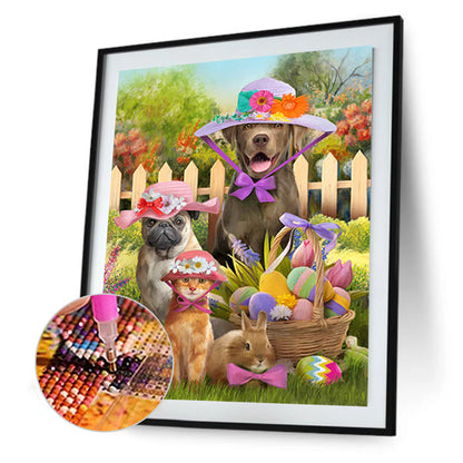 Easter Egg Bunny Cat Dog - Full Round Drill Diamond Painting 30*40CM