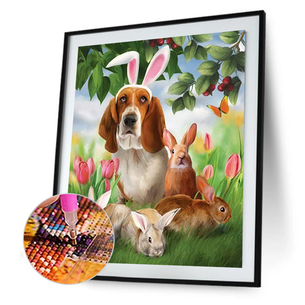 Easter Bunny Dog - Full Round Drill Diamond Painting 30*40CM