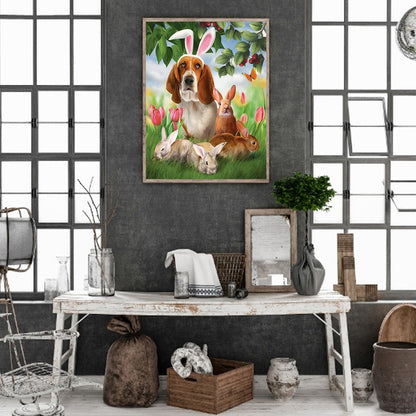 Easter Bunny Dog - Full Round Drill Diamond Painting 30*40CM