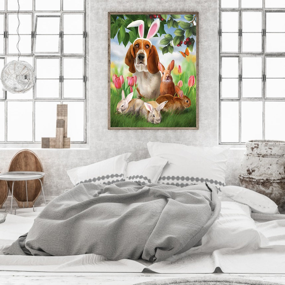 Easter Bunny Dog - Full Round Drill Diamond Painting 30*40CM