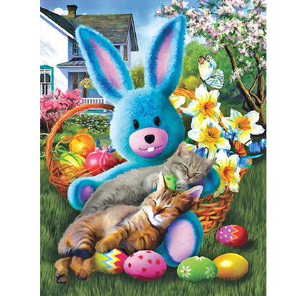 Easter Egg Bunny Doll Cat - Full Round Drill Diamond Painting 30*40CM