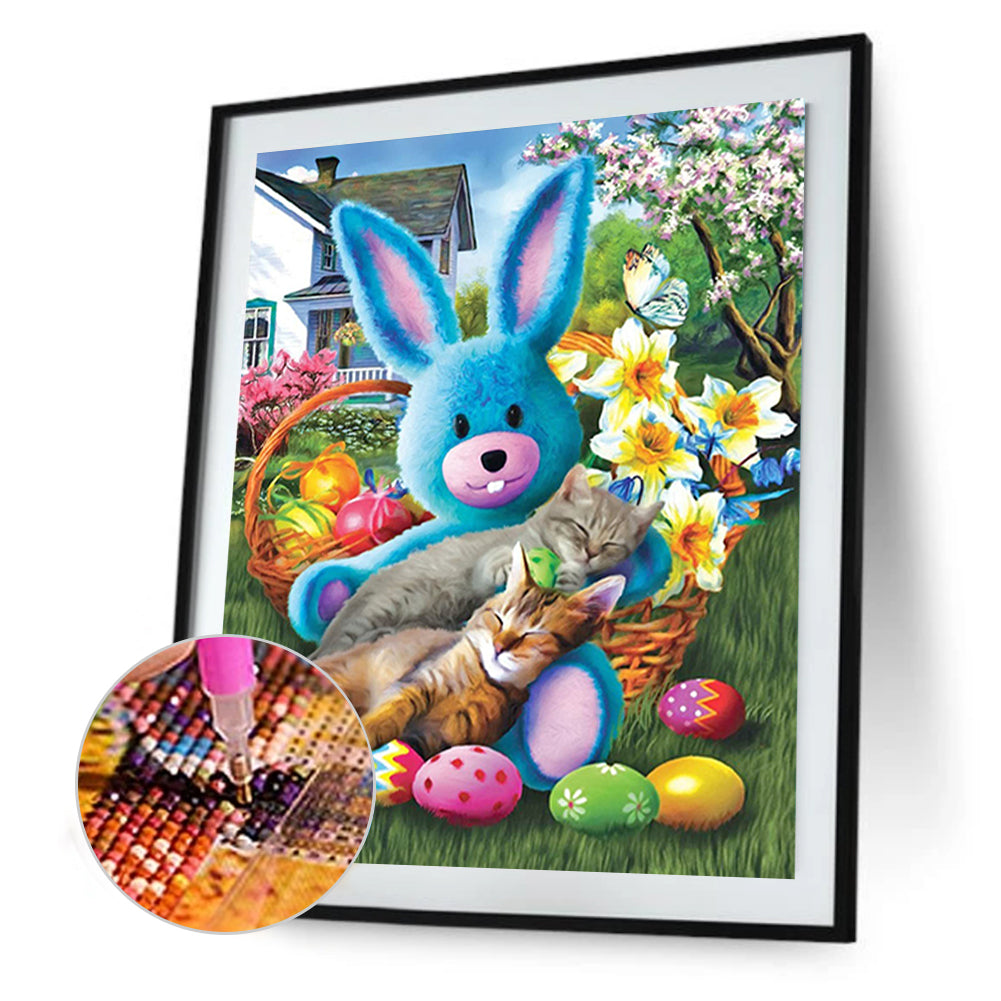 Easter Egg Bunny Doll Cat - Full Round Drill Diamond Painting 30*40CM