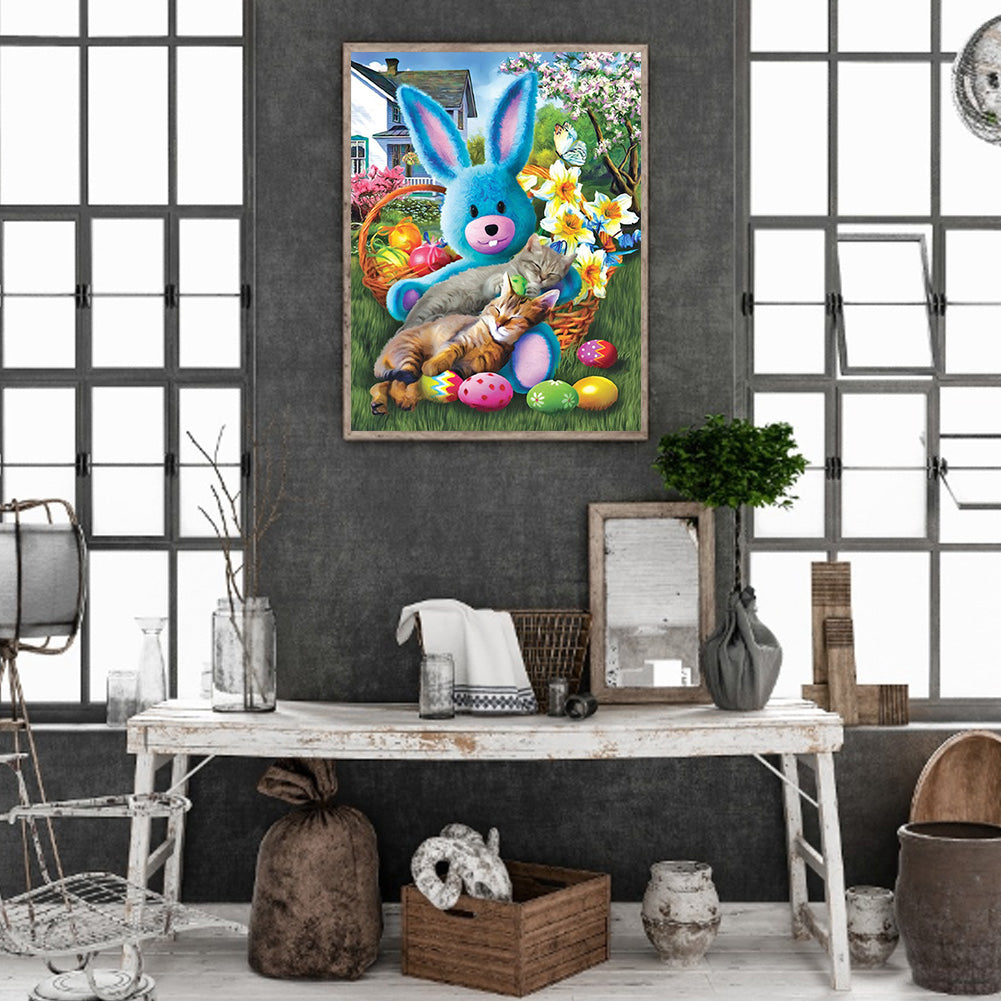 Easter Egg Bunny Doll Cat - Full Round Drill Diamond Painting 30*40CM