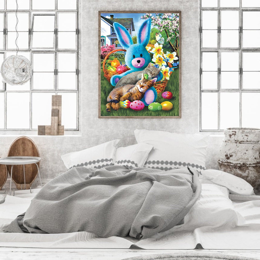 Easter Egg Bunny Doll Cat - Full Round Drill Diamond Painting 30*40CM