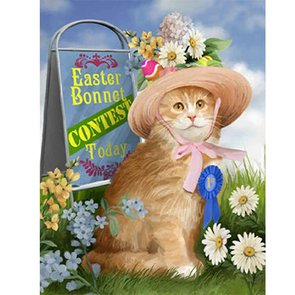 Easter Cat - Full Round Drill Diamond Painting 30*40CM