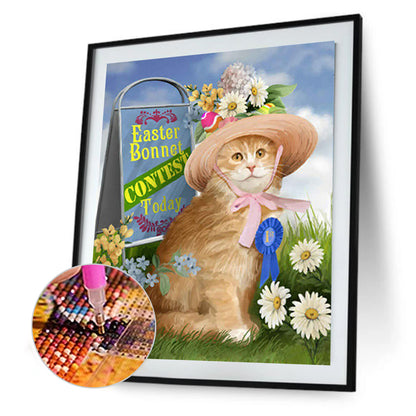 Easter Cat - Full Round Drill Diamond Painting 30*40CM