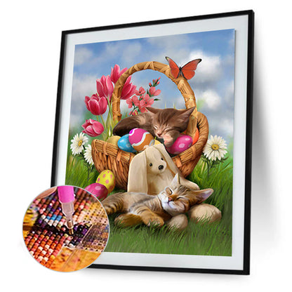 Easter Egg Kitty - Full Round Drill Diamond Painting 30*40CM