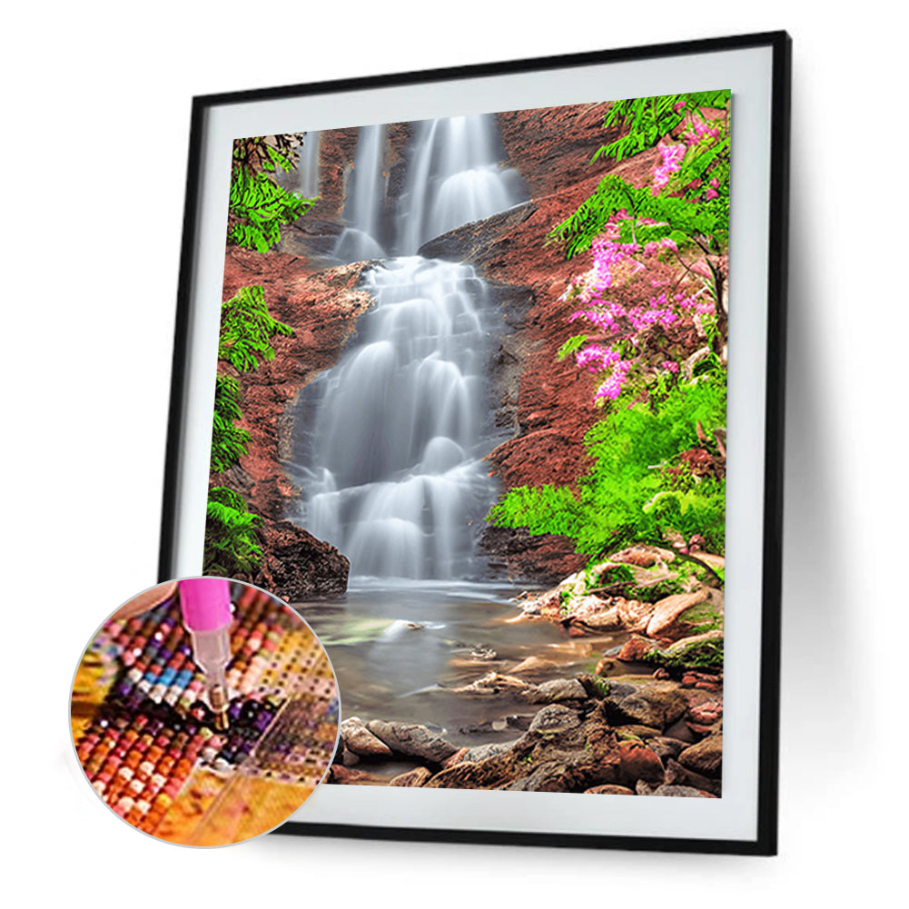 Mountain Waterfall - Full Round Drill Diamond Painting 30*40CM