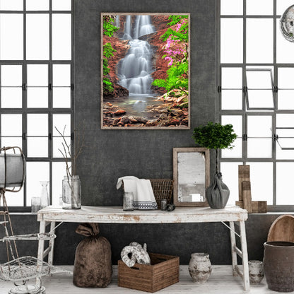 Mountain Waterfall - Full Round Drill Diamond Painting 30*40CM