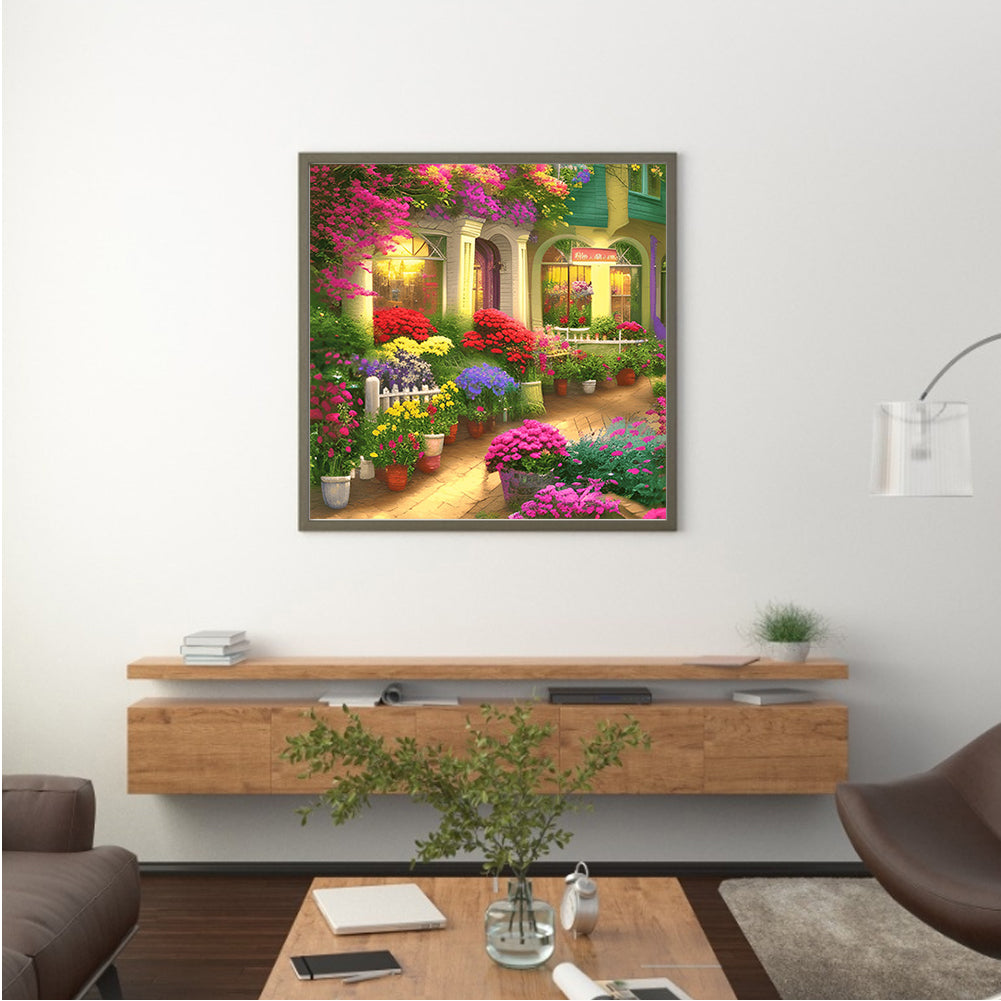 Flower Shop Entrance - Full Round Drill Diamond Painting 40*40CM