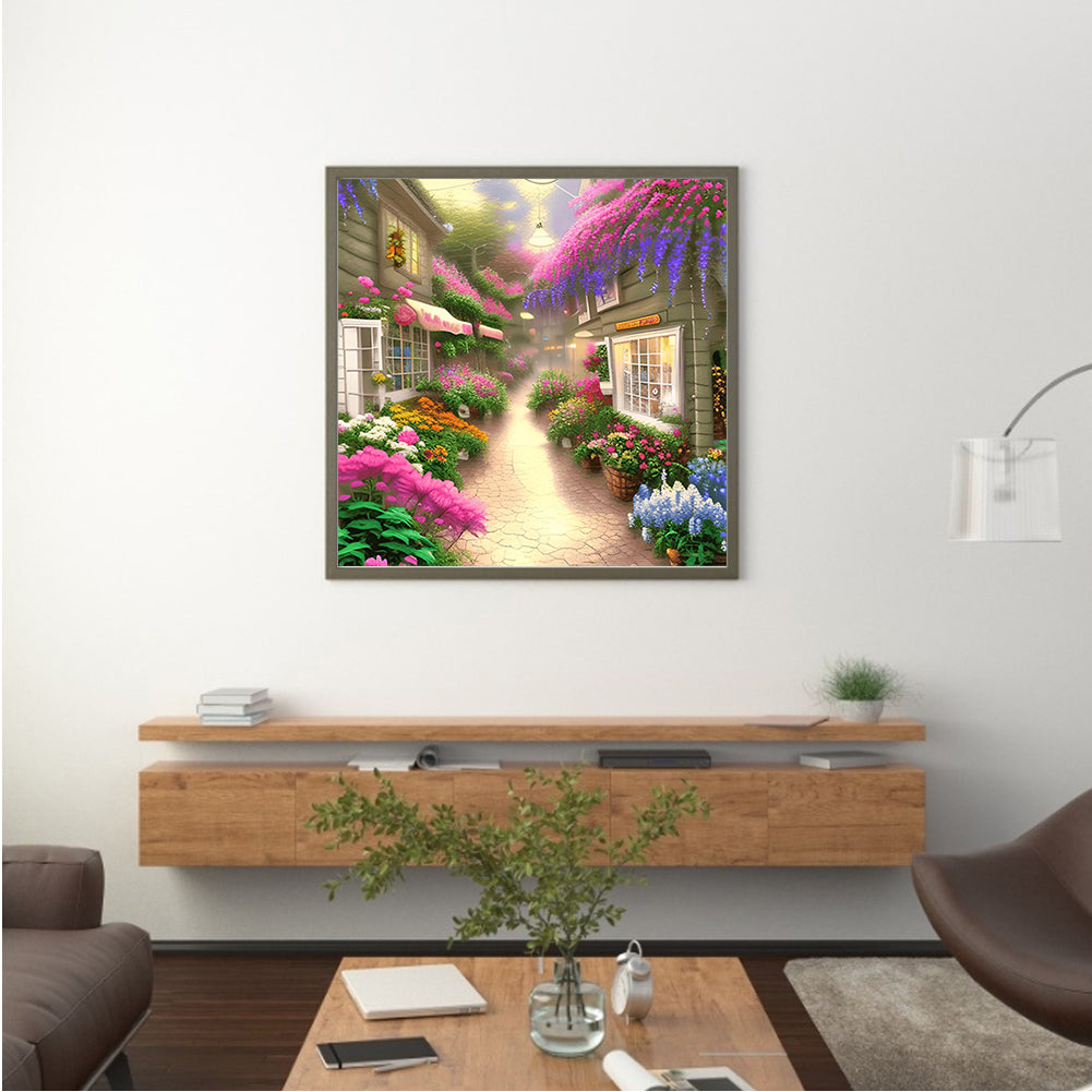 Flower Shop Entrance - Full Round Drill Diamond Painting 40*40CM