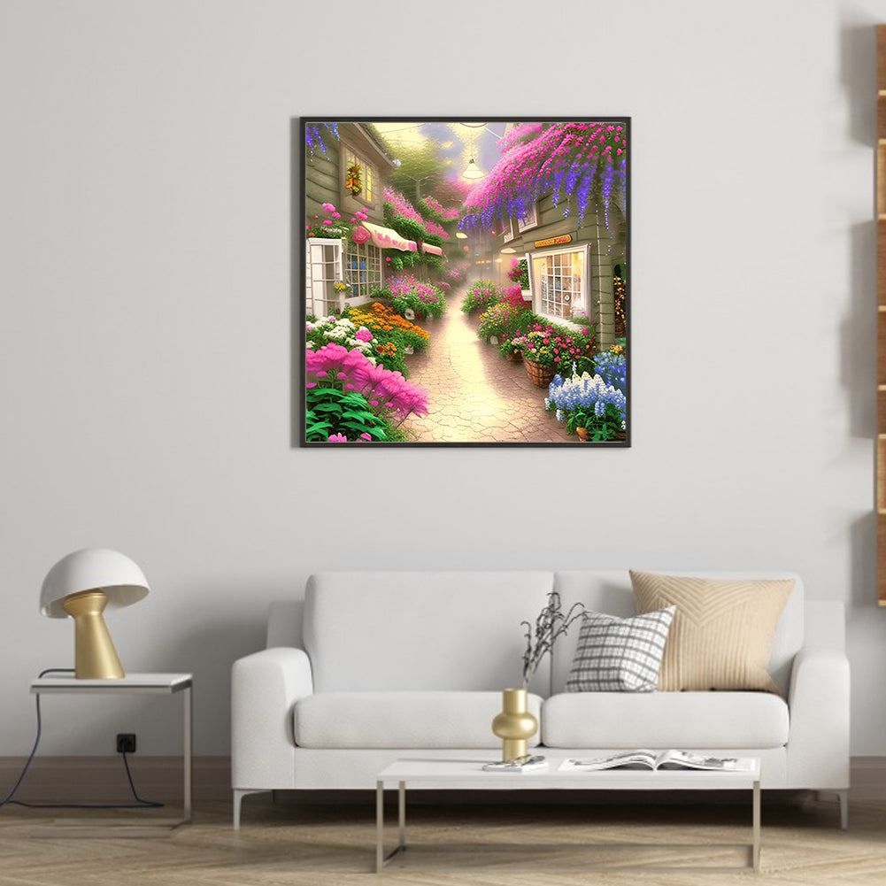 Flower Shop Entrance - Full Round Drill Diamond Painting 40*40CM