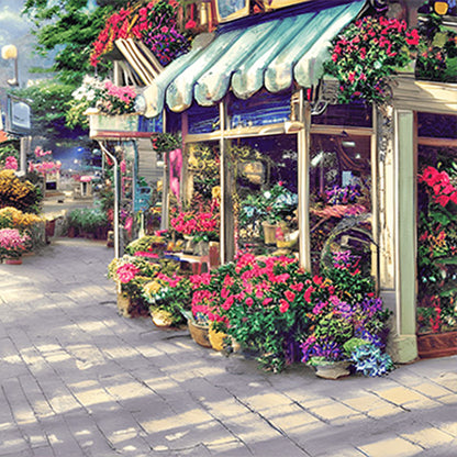 Flower Shop Entrance - Full Round Drill Diamond Painting 40*40CM