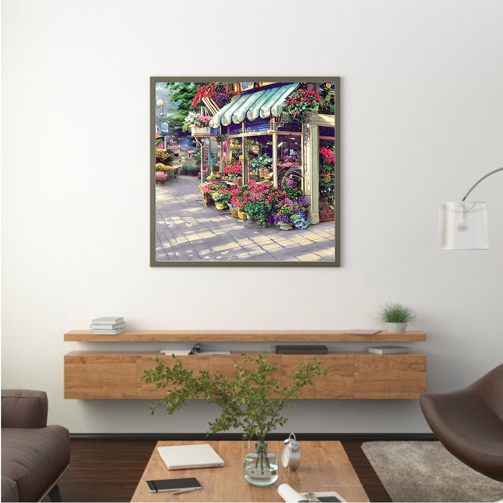 Flower Shop Entrance - Full Round Drill Diamond Painting 40*40CM