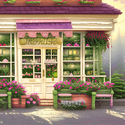 Flower Shop Entrance - Full Round Drill Diamond Painting 40*40CM