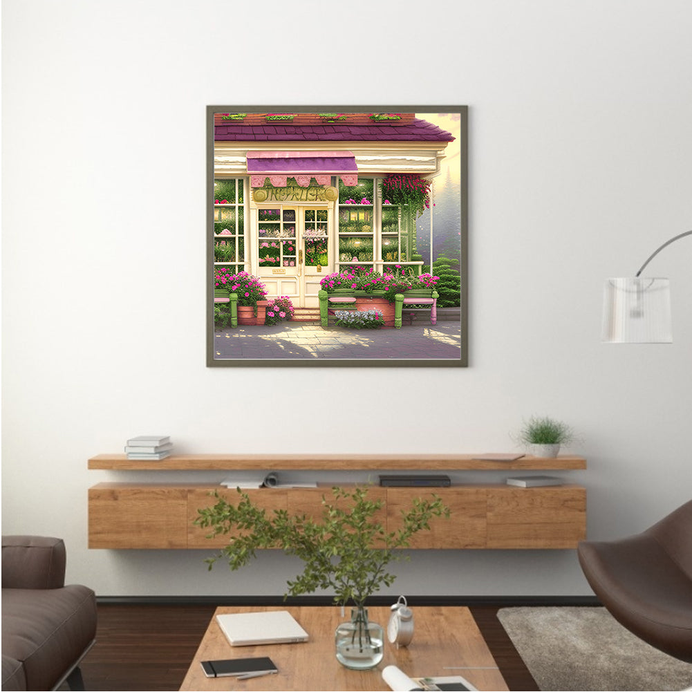 Flower Shop Entrance - Full Round Drill Diamond Painting 40*40CM