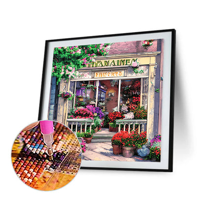 Flower Shop Entrance - Full Round Drill Diamond Painting 40*40CM