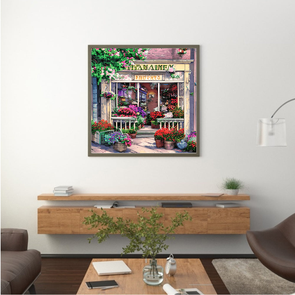 Flower Shop Entrance - Full Round Drill Diamond Painting 40*40CM
