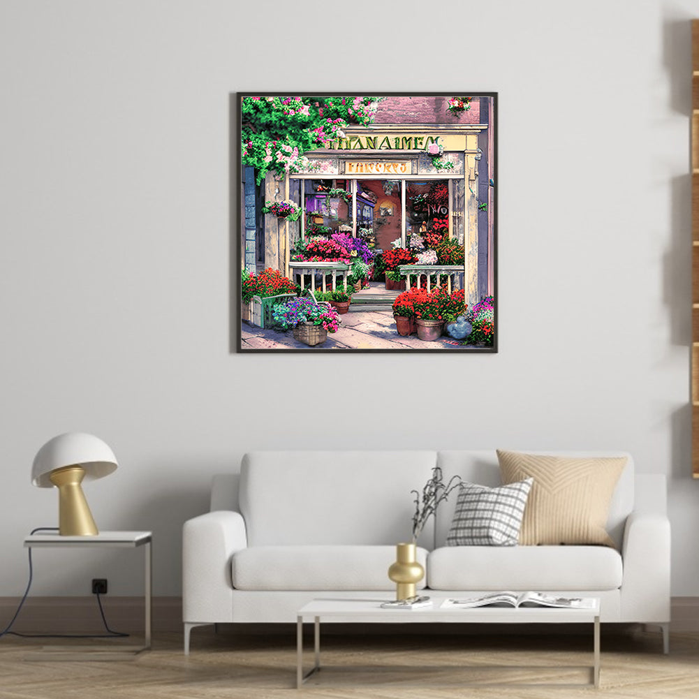 Flower Shop Entrance - Full Round Drill Diamond Painting 40*40CM