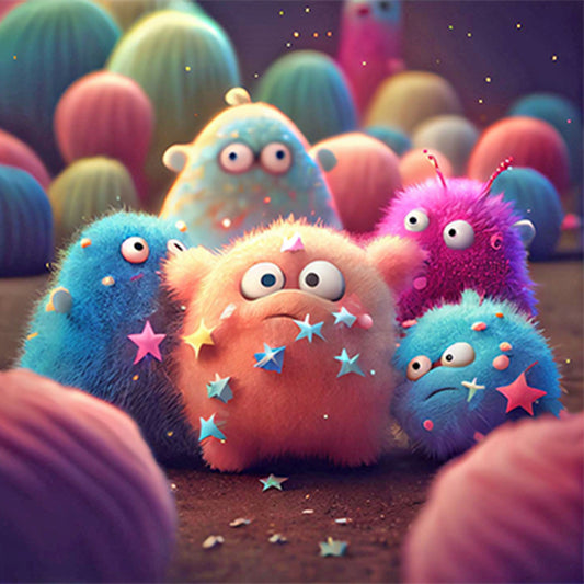 Plush Little Monster - Full Round Drill Diamond Painting 30*30CM