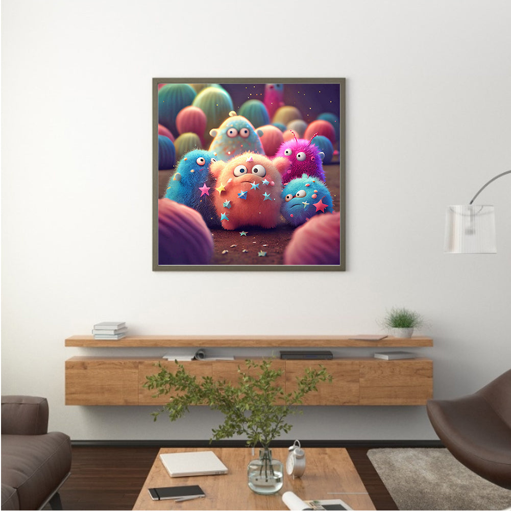 Plush Little Monster - Full Round Drill Diamond Painting 30*30CM