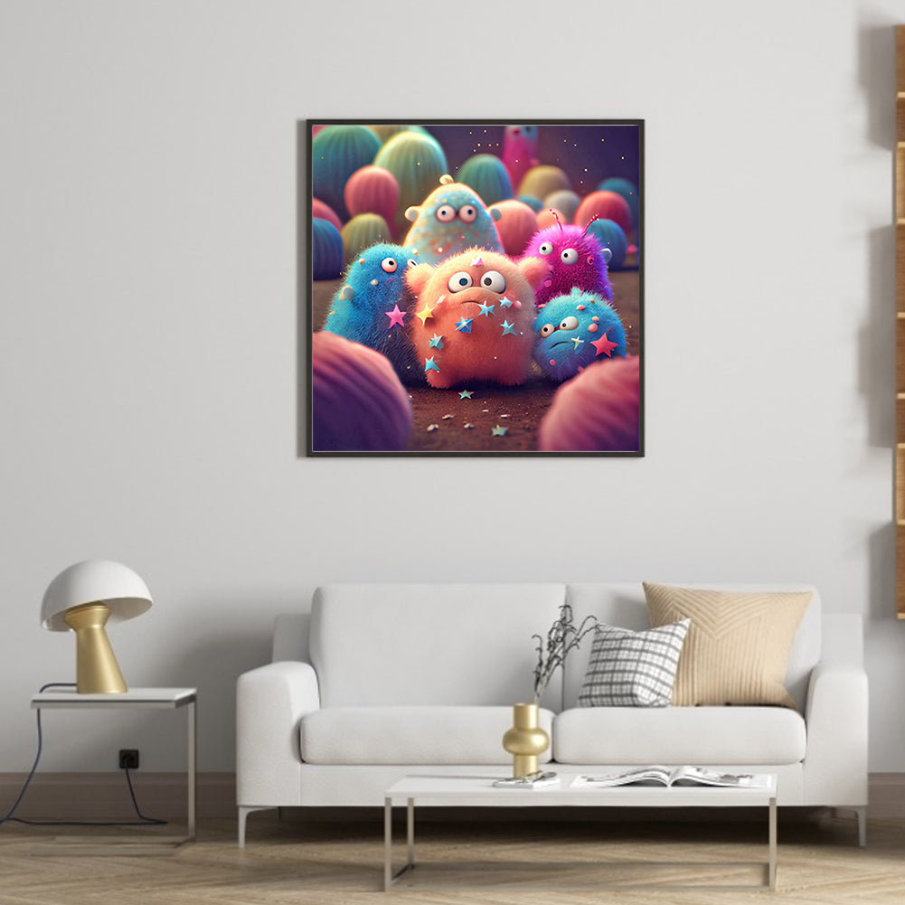 Plush Little Monster - Full Round Drill Diamond Painting 30*30CM