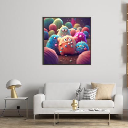Plush Little Monster - Full Round Drill Diamond Painting 30*30CM