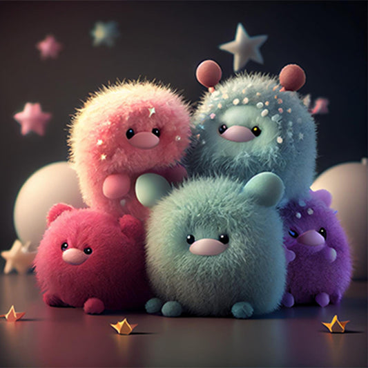 Plush Little Monster - Full Round Drill Diamond Painting 30*30CM