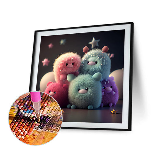 Plush Little Monster - Full Round Drill Diamond Painting 30*30CM