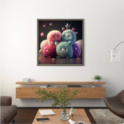 Plush Little Monster - Full Round Drill Diamond Painting 30*30CM