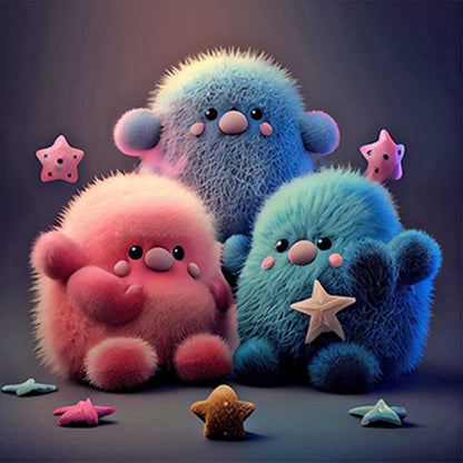 Plush Little Monster - Full Round Drill Diamond Painting 30*30CM